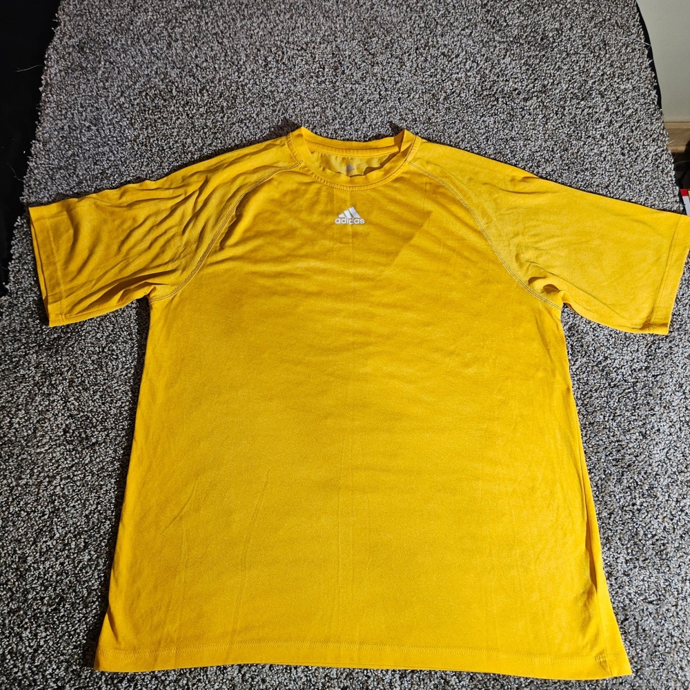 Adidas Mens Climalite Short‎ Sleeve Athletic T-Shirt Yellow Heather Medium 2996A